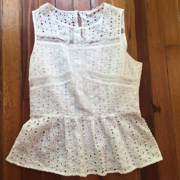 White peplum top, great condition & very cute on!!