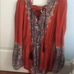 free people orange print top