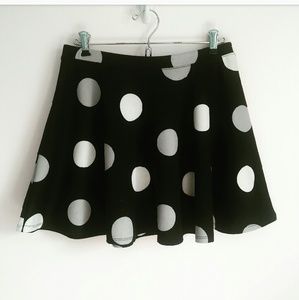 Forever21 black skater skirt with polka dots