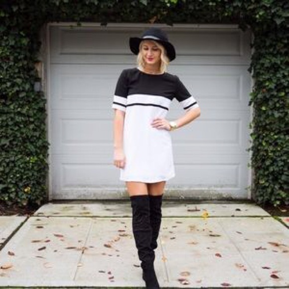 White and black tshirt dress