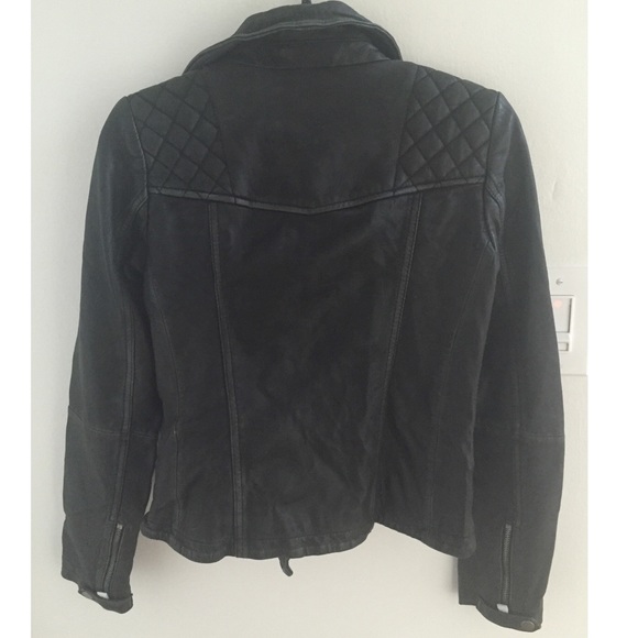 All Saints Cargo Black Leather Biker Jacket - Picture 3 of 4
