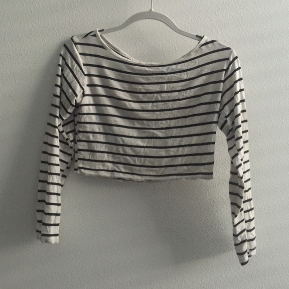 Black and white striped crop top