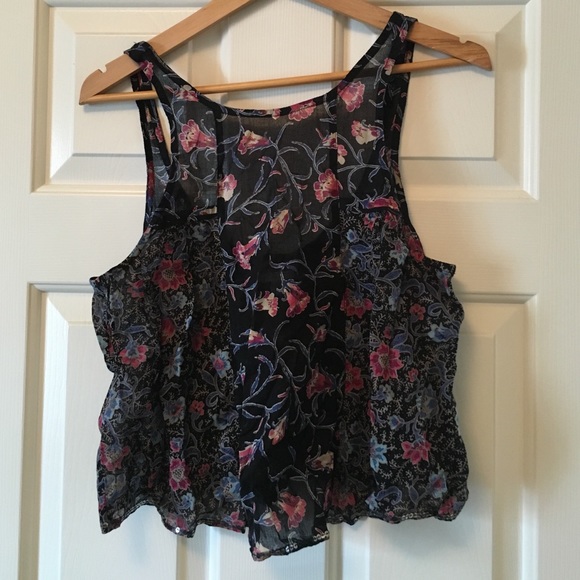 Ecote Urban Outfitters Black with floral Tank