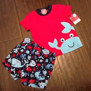 Baby boy 2 piece swim trunk and tee