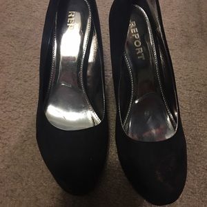Black suede wedges