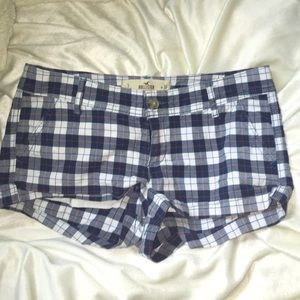 pink and blue plaid shorts