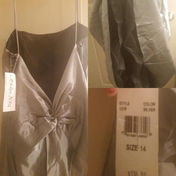 NWT Chelsea Nites silver formal dress juniors - Picture 2 of 2