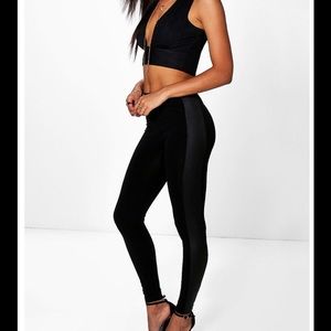 Nia Leather Look Panel Leggings