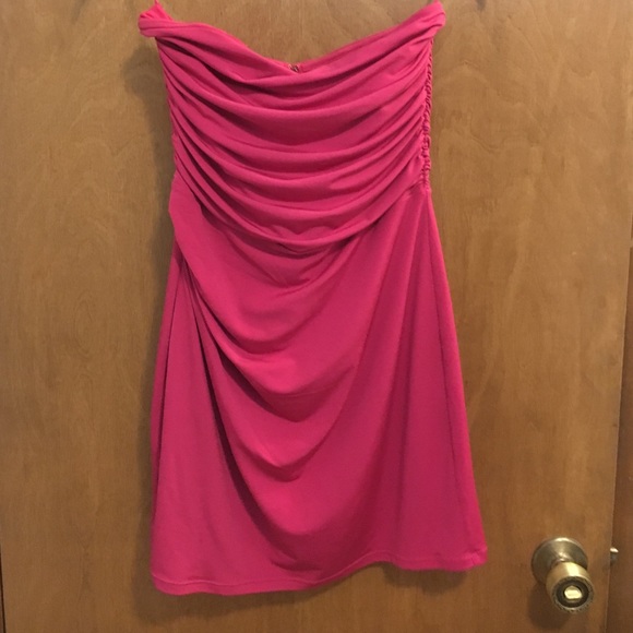 Hot pink strapless dress