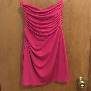 Hot pink strapless dress