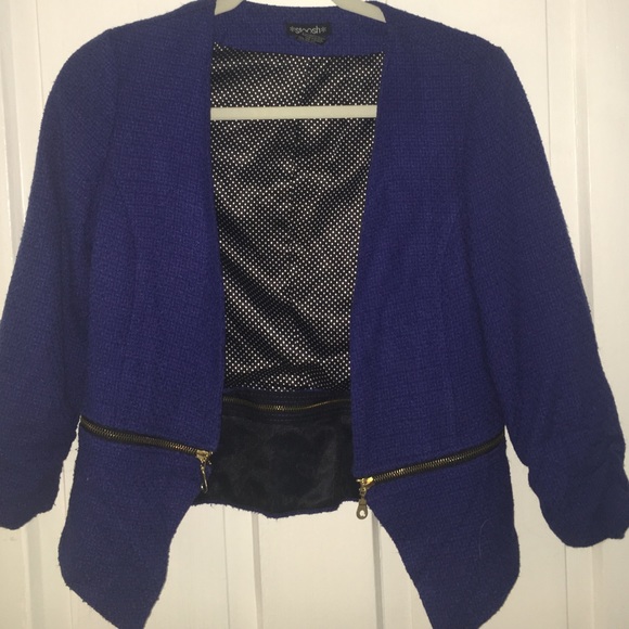 Royal blue blazer / tweed material - zip detail
