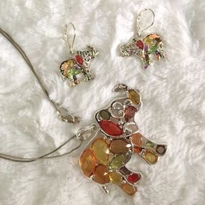Elephant necklace and earrings