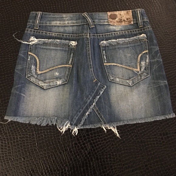 Denim Distressed Mini Skirt - Picture 2 of 2