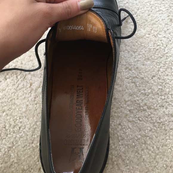 Black leather dress shoes by Memphisto