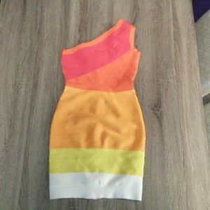 Orange striped bandage dress