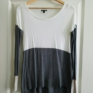White and Grey color block light sweater