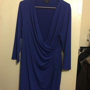 Royal blue knee length long sleeve dress
