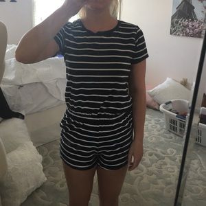 Black and white stripped romper