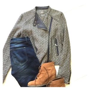 Gap Navy Herringbone Moto Jacket Small