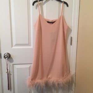 Boohoo feather dress