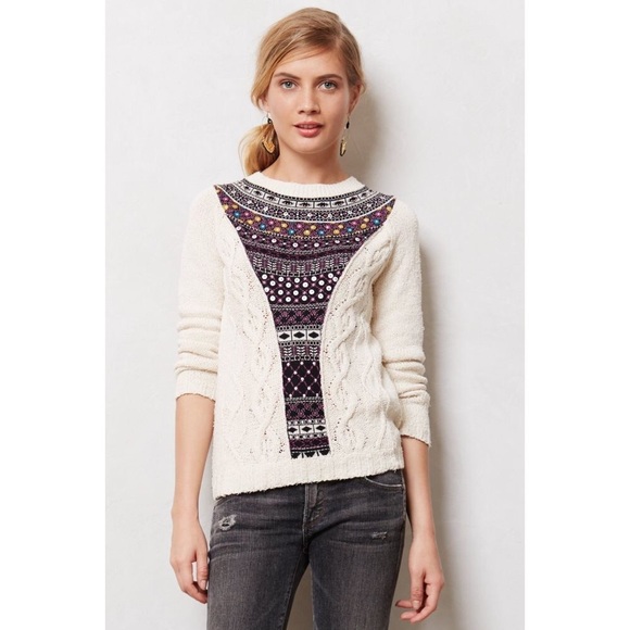 Anthropologie Sweaters - anthro beaded fair isle sweater