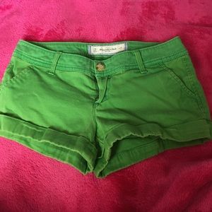Green Abercrombie and Fitch Roll up shorts