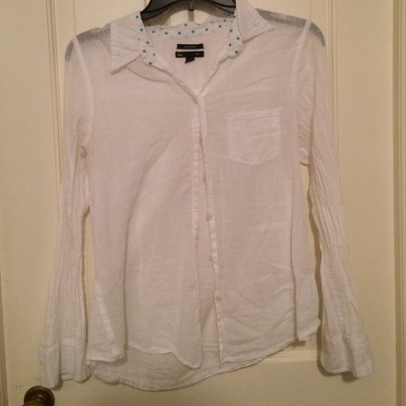 White sheer button down