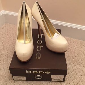 Bebe Cream Round-Toe Platform Heels