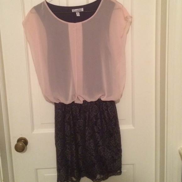 Pink and grey mini dress