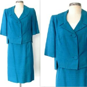CLEARANCE: 60s Vintage Turquoise Skirt Suit