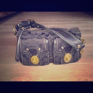 Coach Legacy Stripe Black Handbag w/ Wallet 10339