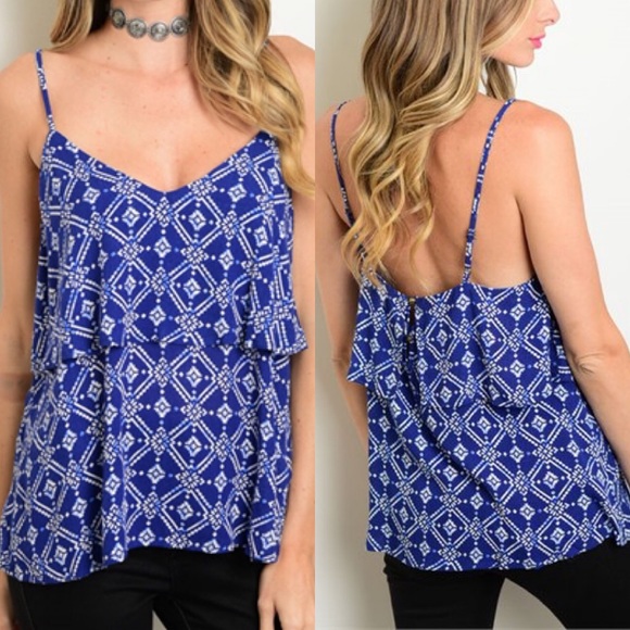 **SALE**Blue & White 2 Tier Tank Top