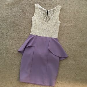Lace top peplum lavender dress