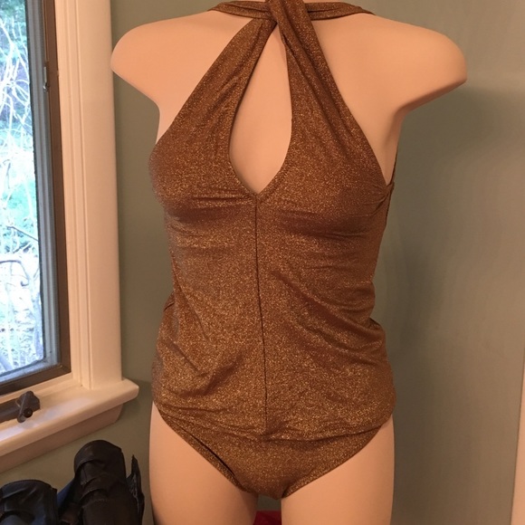 DKNY gold tankini