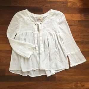 Mudd Peasant Top White Hippie Gypsy Boho