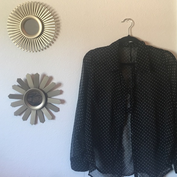 Sheer Polka Dot Button Up