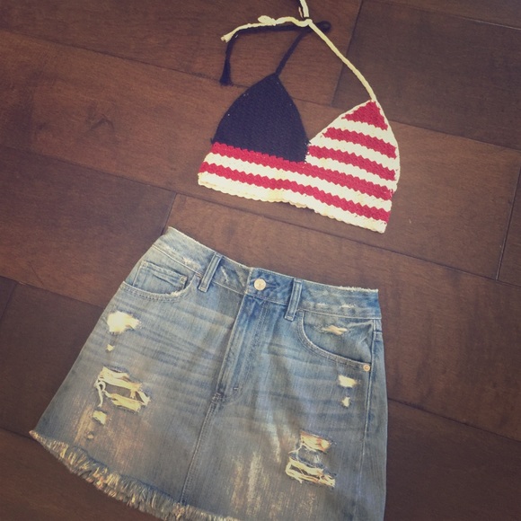 American flag crochet crop top.