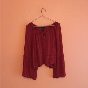 Cropped bell sleeved blouse