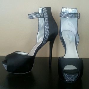 Black rhinestone stilettos