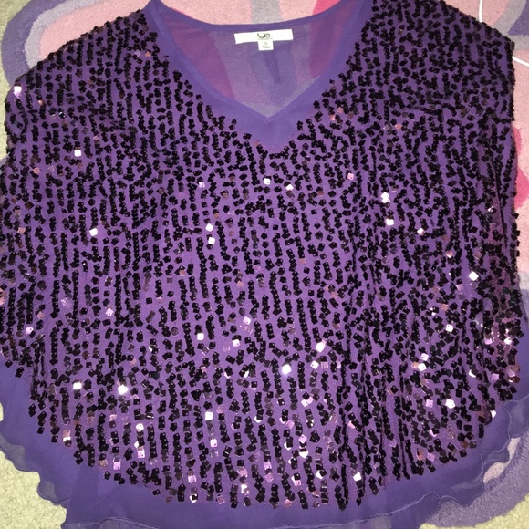 Purple sheer sequin top