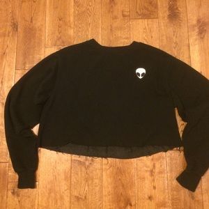 Brandy Melville Cropped Alien Sweatshirt