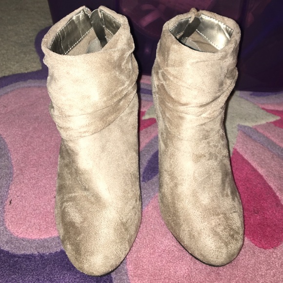 Grey suede booties