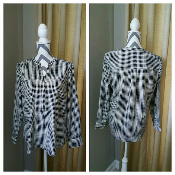 Talbots Houndstooth Print Blouse