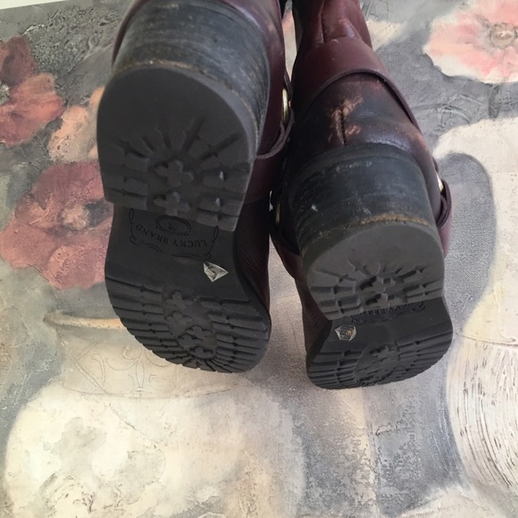 🍭SOLD Lucky Brand maroon red leather riding boots - Picture 2 of 4