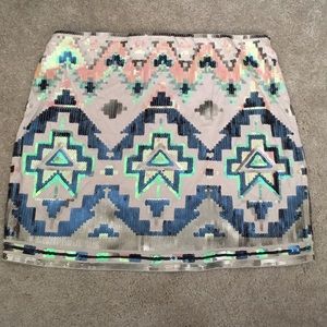 Sparkly Express Tribal Print Mini Skirt
