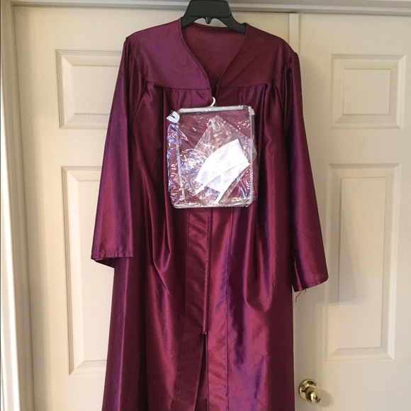 Maroon High School cap and gown.