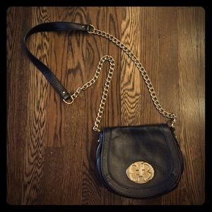Emma Fox Black Leather Crossbody Bag