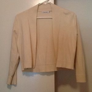 Calvin Klein short sweater shrug ivory