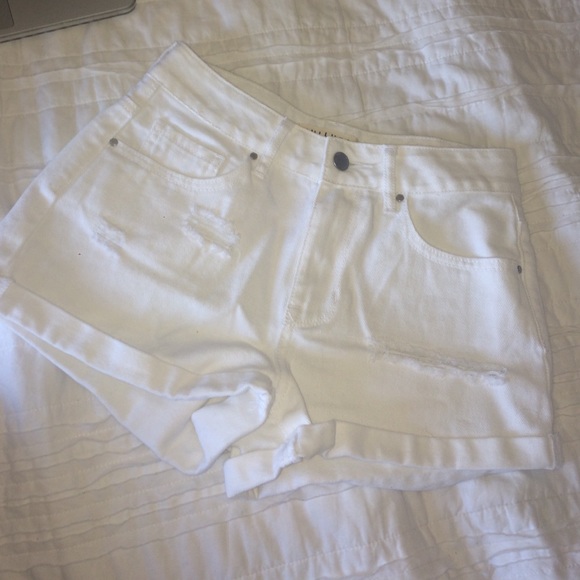 White high-rise shorts