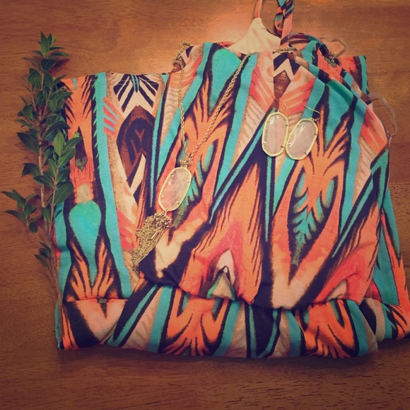 ❗️SALE❗️🎀🆕 Vibrant Orange & Blue Boutique Maxi D